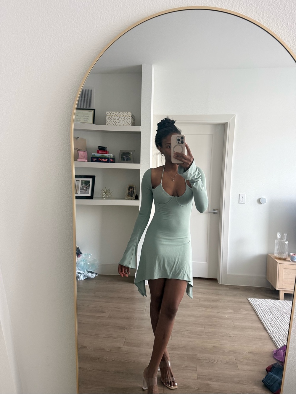 Oh Polly Mint Green Asymmetrical Mini Dress